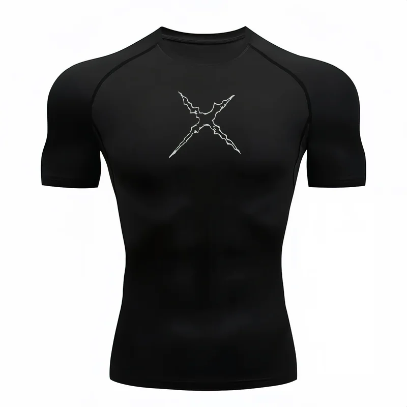 Bandai One Piece Men T-shirt Luffy X Scar Print Compression Fitness Gym Quick Dry Sport T Shirt Comfortable