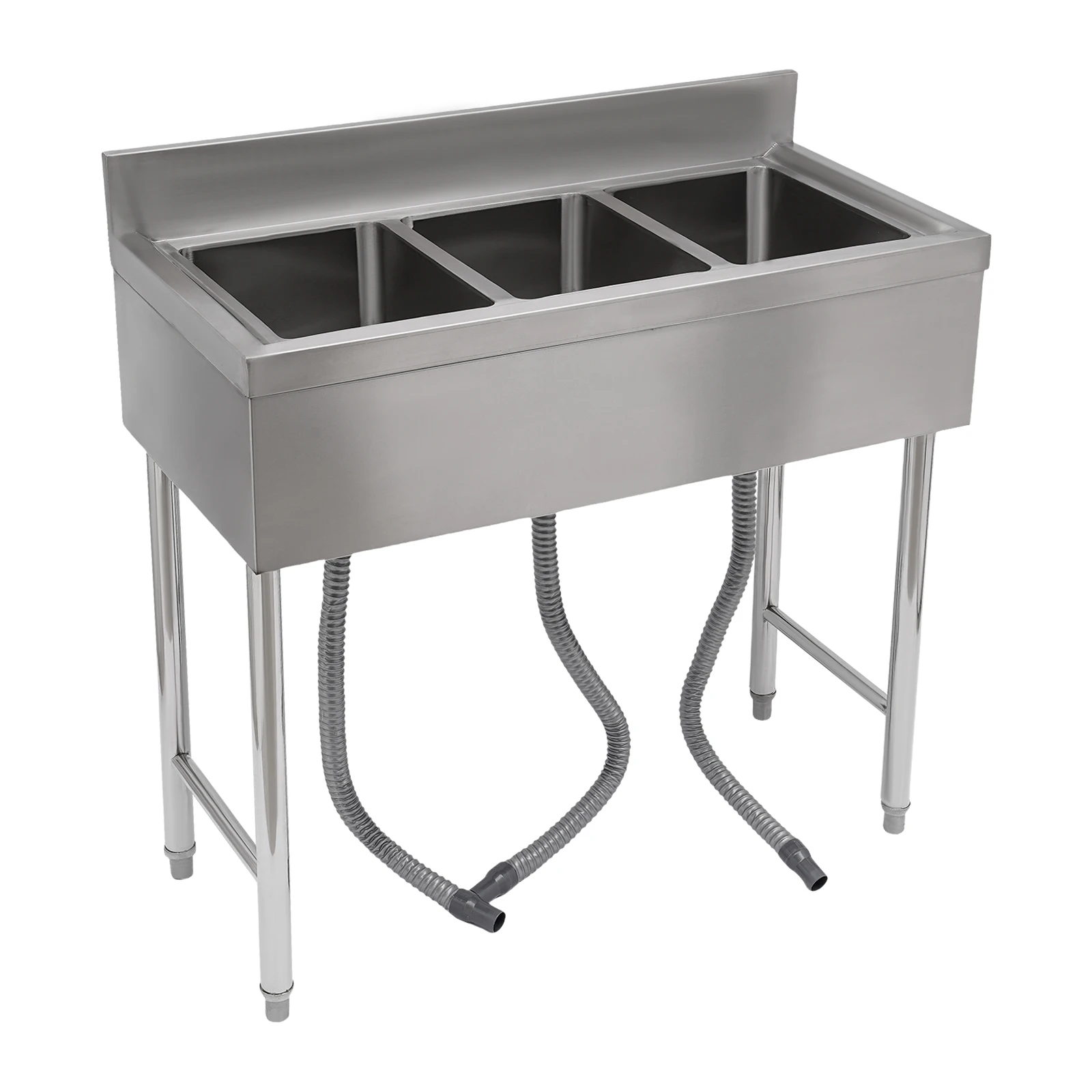 High-Quality 304 Stainless Steel 3-Compartment Sink: Durable, Spacious, and Convenient for Home and Commercial Kitchens