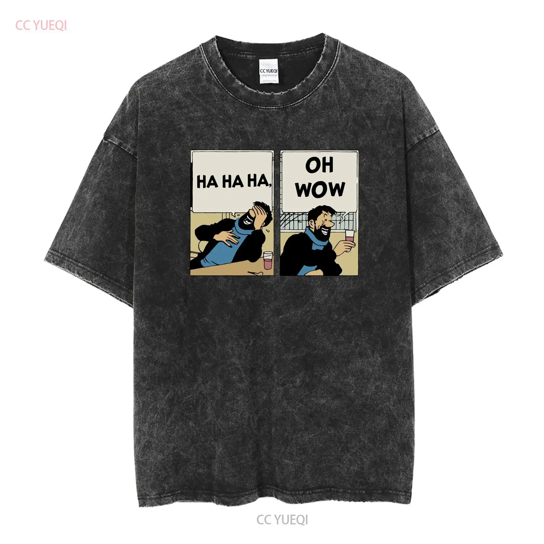 Men's Captain Haddock T Shirt Cartoon Cotton Clothes Funny  Round C vintage Washed designer clothes Comfortable fashion Casual