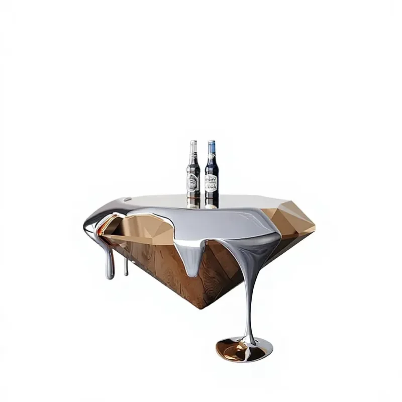 Modern Irregular Coffee Table Glass Sculptural Center Table for Living Room Lounge Hotel