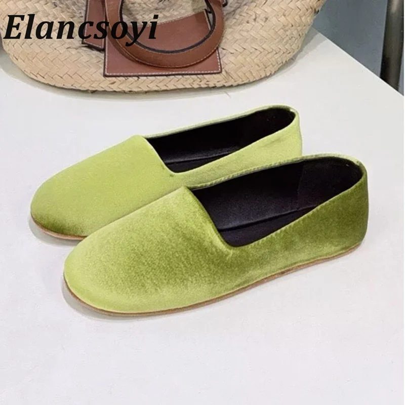 Flat shoes new spring women's solid color fluffy lazy loafers lightweight and comfortable 2026 vacation casual walking shoes
