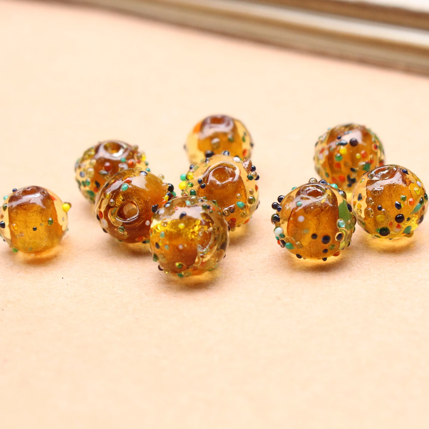 10mm Gold Color Foil Lampwork - Jewelry Making Glasses recension och pris