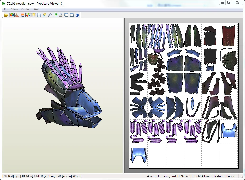 Needler Type-33 Guided Munitions Launcher Gun 3D Paper Model view 2