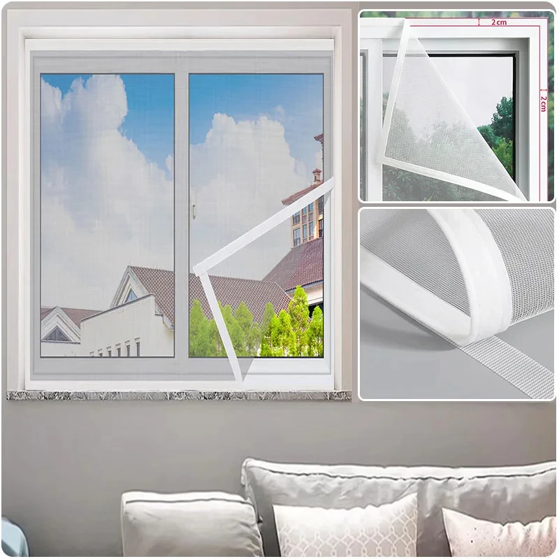 Image of Anpassbares Weißes Unsichtbares Anti-Mücken-Fensternetz Atmungsaktives Fenstergitter für Wohnzimmer Schlafzimmer Fensternutzung