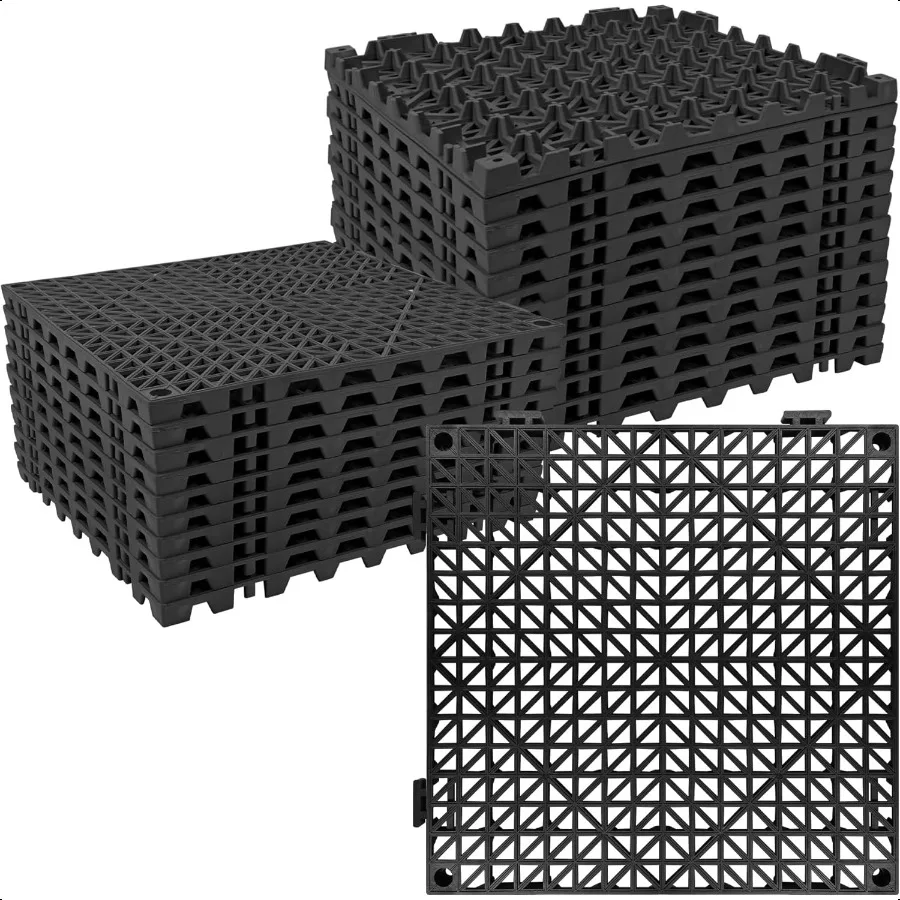 Coussin de canalisation modulaire 24P 11.8 "x 11.8", trous de drainage de sol en caoutchouc imbriqués, tapis de Drainage d'épissure antidérapant pour pont Sh