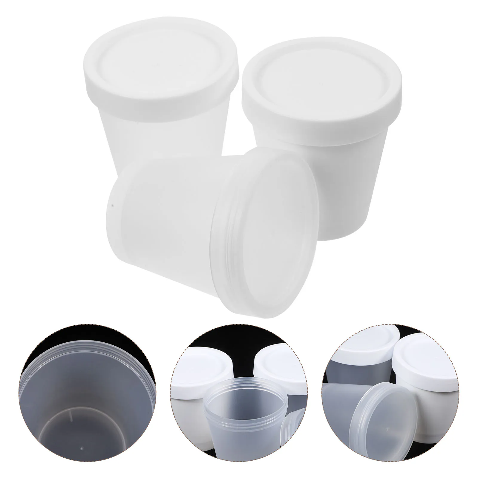 

5 Pcs Ice Cream Cup Containers Reusable Dark DIY Storage Freezer Safe Lids Household Fruit Dessert Box