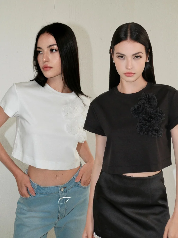 

Handmade ort Top SNT Pure l Material Han Haax Cotton Comfortable Breathable Casual Sle Women's T-irt