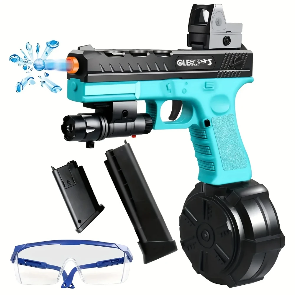 Gel Blasting Gun Manual And Automatic Dual Mode Gel Ball Toy Gun With Drum Sight And Goggles Outdoor Shooting Game