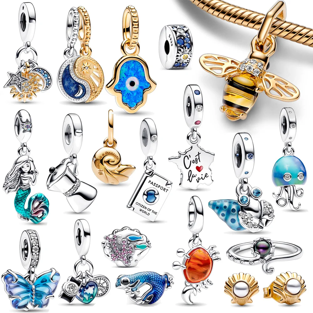 2024 New In Spring Little Bee Ariel 925 Sterling Silver Charms Bead Fit Original Pandora Bracelet For DIY Jewelry Gifts