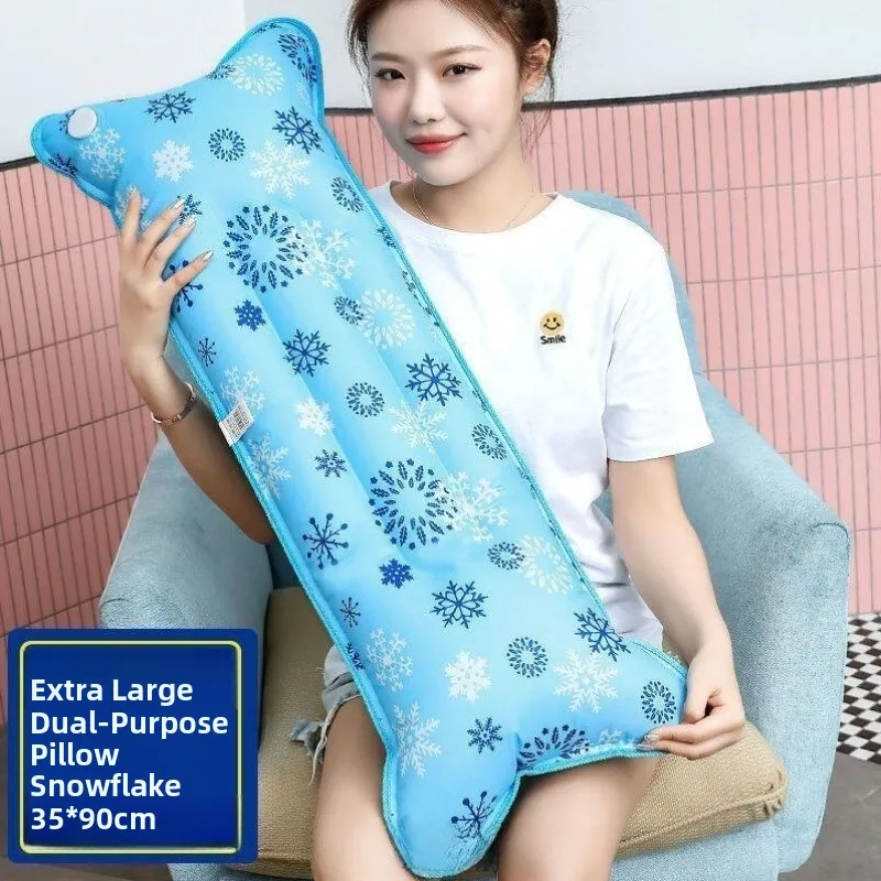 Inflatable Cooling Pillow Long Rectangle Water Filled Sleeping Pillow for Children And Adults Summer Temperature Reducing Pillow