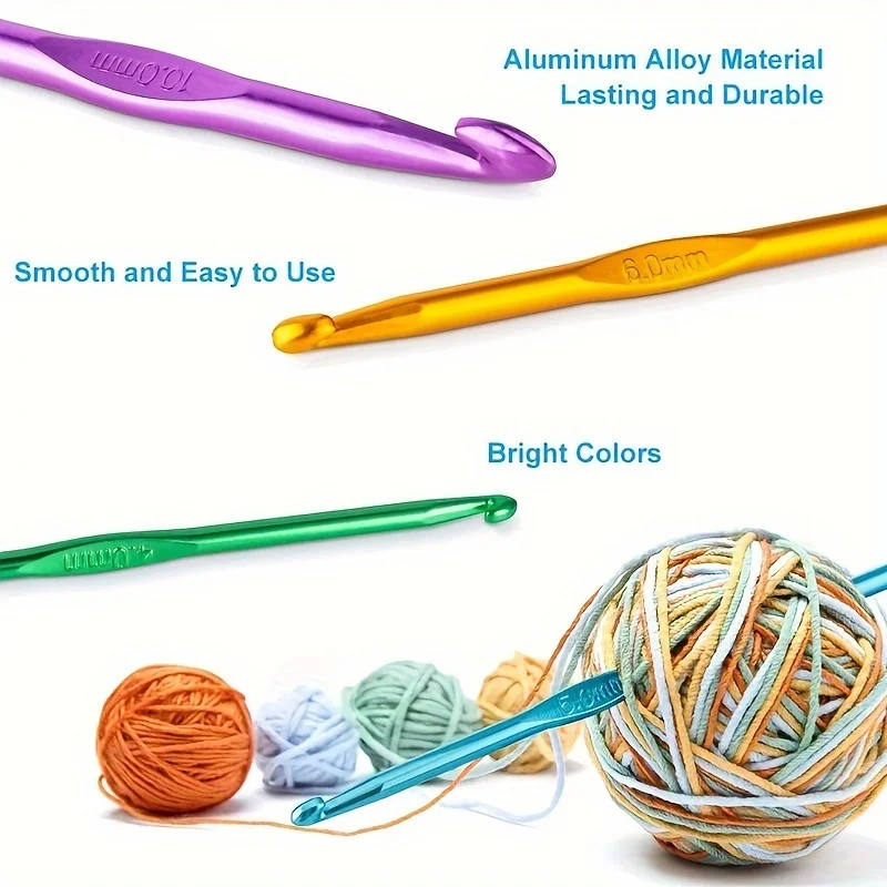 8pcs Random Color Metal Crochet hooks Ergonomic Crochet Hooks Colorful Aluminum Crochet Needle Yarn Hooks for DIY Apparel Needle