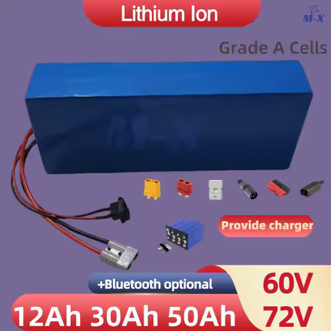 72V 5000W Battery 30Ah 50Ah 60V 12Ah 30Ah 50Ah Lithium Ion for 800W 10KW 14KW Two-Wheeler Citycoco Golf Cart Backup Power EV