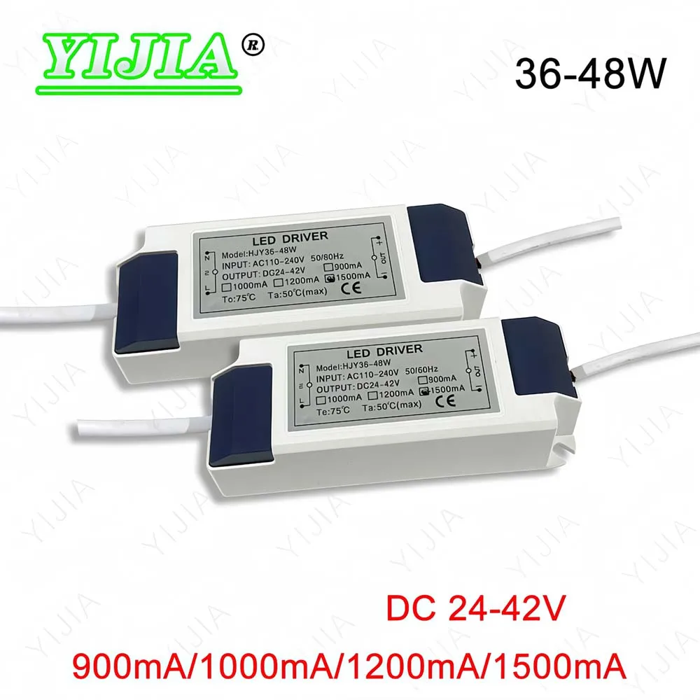 

Трансформатор светодиодного драйвера 900 мА, 1200 мА, 1500 мА, 36 Вт, 40 Вт, 45 Вт, 48 Вт, 50 Вт, выходной источник питания постоянного тока, 24-42 В, внешний драйвер, разъем постоянного тока