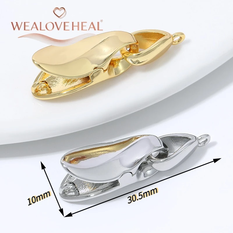 armband verschluss, 1 Stück 18K vergoldeter Messing-Fischmaul-Quetschverschluss, Federdruckknopf-Verschluss mit Endkappen für Perlenarbeiten DIY Schmuckzubehör – Detail 16