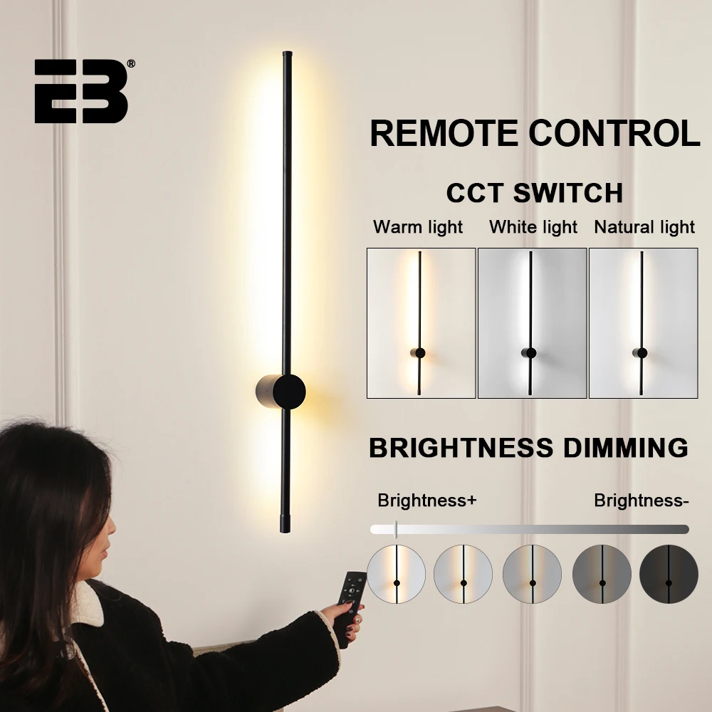 Imagem -02 - Lâmpada de Parede Led Controle Remoto Luz de Parede Interior Arandelas para Casa Quarto Sala de Estar ac 90260v