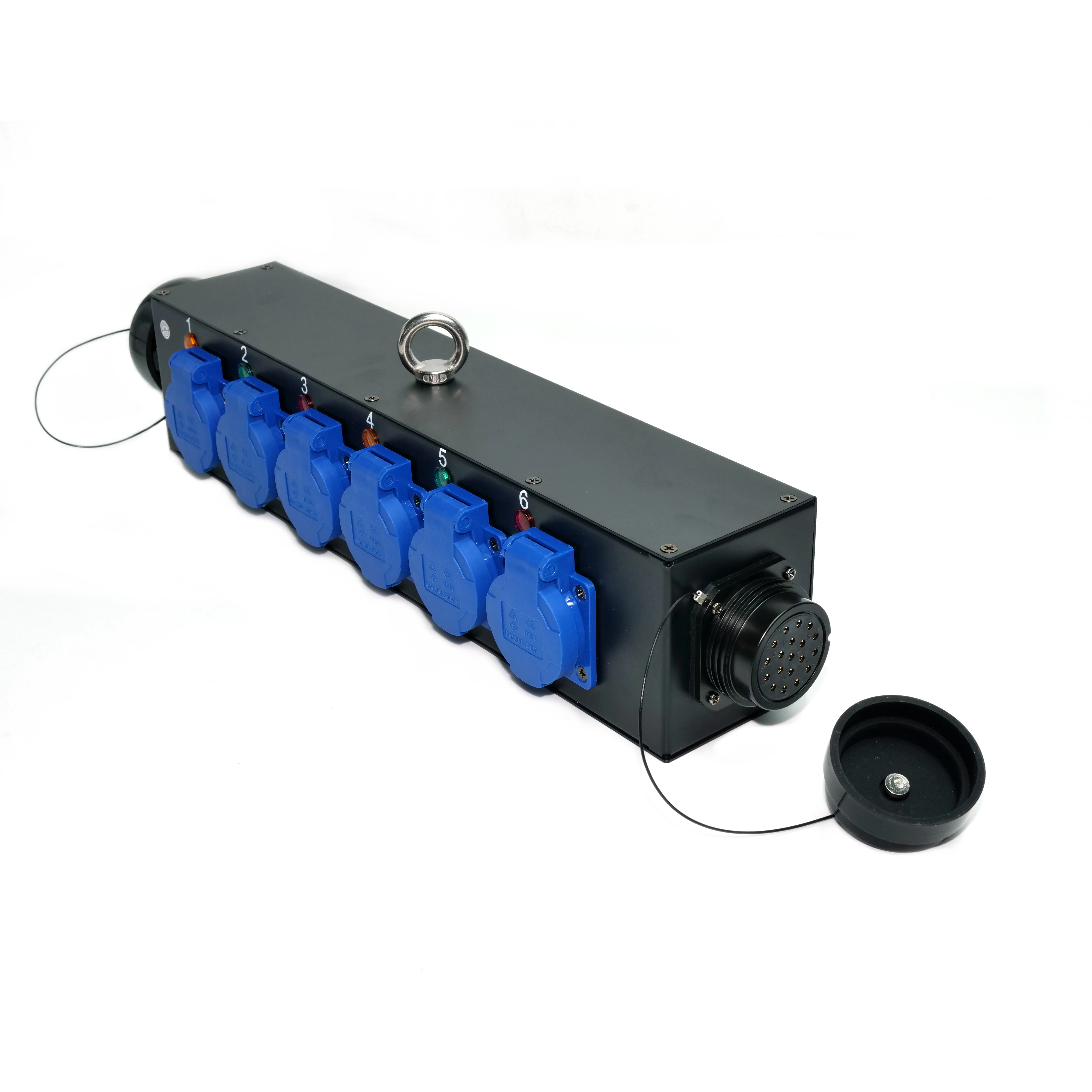 Power Distribution Box Aluminum Alloy Material With Clamp Socapex 19Pin In And Out 6 Schuko