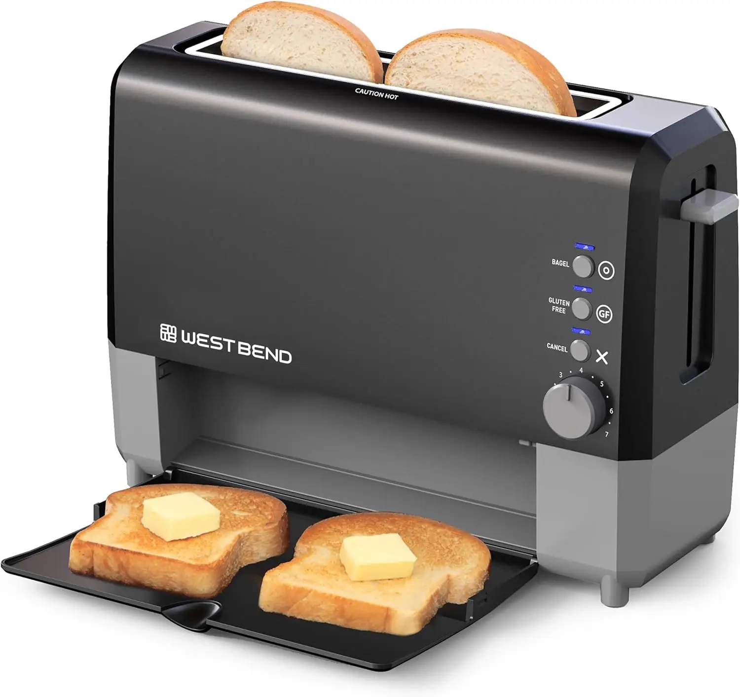 

QuikServe Toaster, 2-Slice Wide-Slot Slide-Through Bread Toaster with Bagel and Gluten-Free Settings and Cool-Touch Exterior