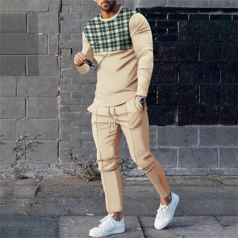 Ropa de otoño para hombre, conjunto de pantalones de chándal informales de manga larga con estampado 3d, camiseta Retro de manga larga, pantalones, conjunto de 2 piezas, superventas