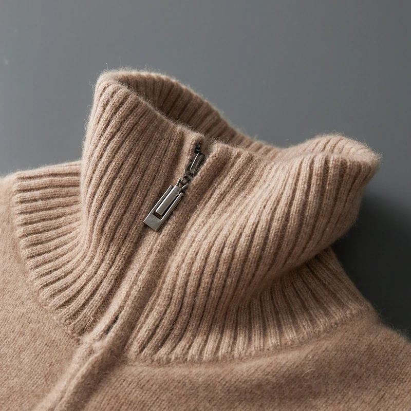 Men 100% Cashmere Cardigan Coat Thick Turn-down Collar  Long Sleeve Cashmere Sweater Autumn Winter Luxury Comfy Smart Casual Top