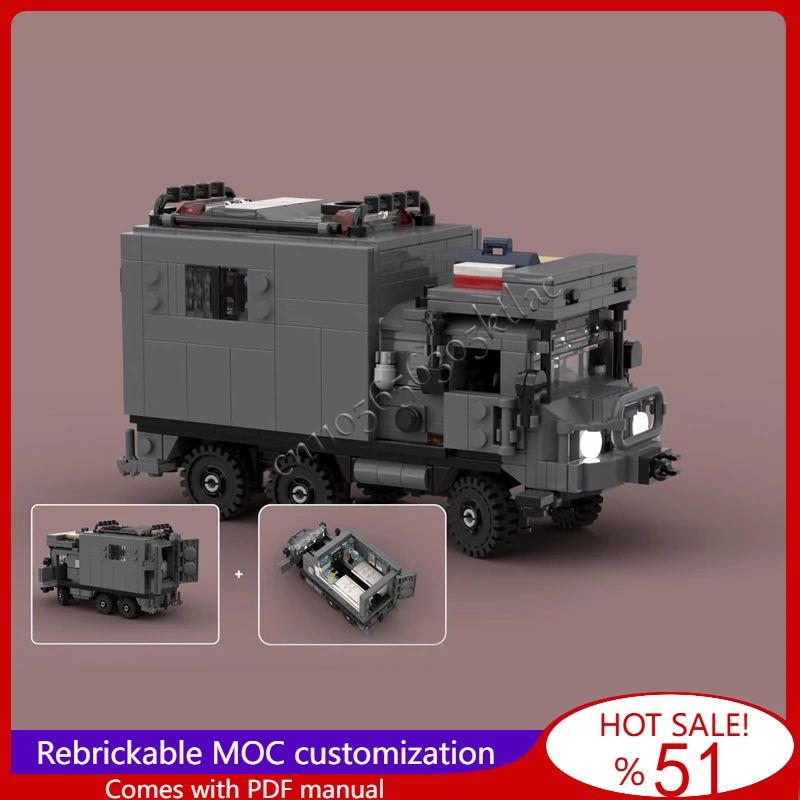 

696PCS MOC Military Series 1:35th Scale Pinzgauer718 Ambulance Model DIY Assembled Educational Creative Kids Toy Surprise Gifts