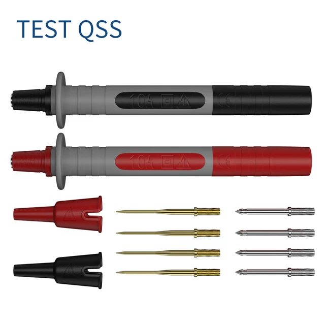 QSS 2 szt. Multimetr sonda testowa z wymiennymi pozłacanymi ostrymi igłami 1 MM i grubą igłą 2 mm narzędzia elektryczne Q.30013A