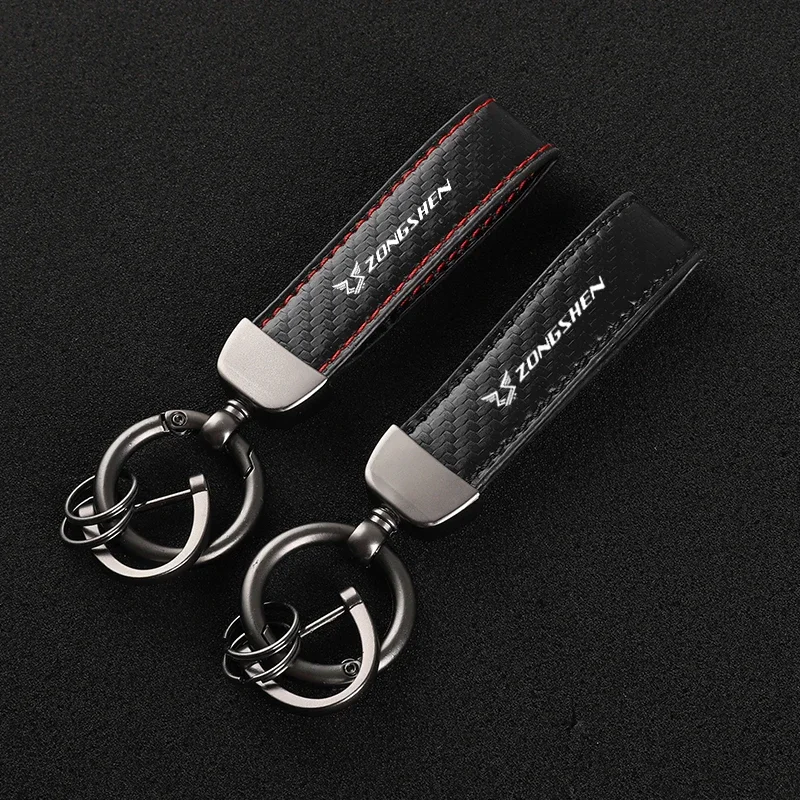 2024 Leather Carbon Fiber Car Rings Keychain Zinc Alloy Keyrings For zongshen yami 125et week8 150r 150x 200sc 250r mo ra1