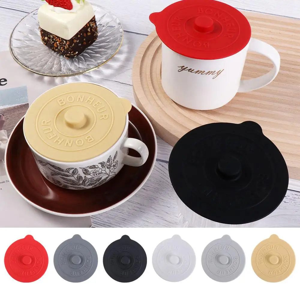 

Protective With Convex Handle Silicone Glass Cup Cover Dustproof Round Cup Lid Universal Heat-Resistant Mug Sealed Cap Kitchen