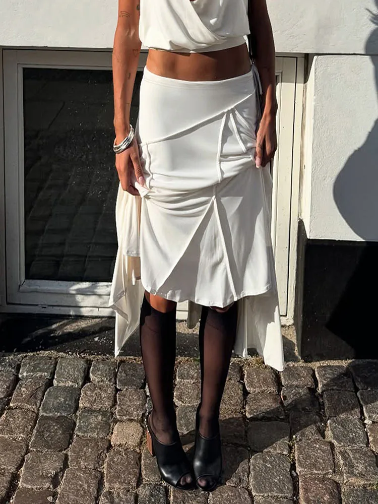 

Casual Irregular Lace Up Skirts Women Fashion Sexy Low-Waisted Solid Skirts 2025 Summer Beach Fashion Streetwear Ladies
