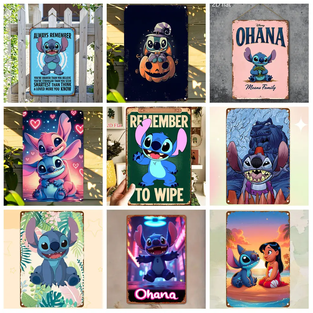 

Miniso Stitch Classic Collection Vintage Metal Tin Signs Posters Decor Retro Metal Plaque Wall Art Decor for Garage Bar