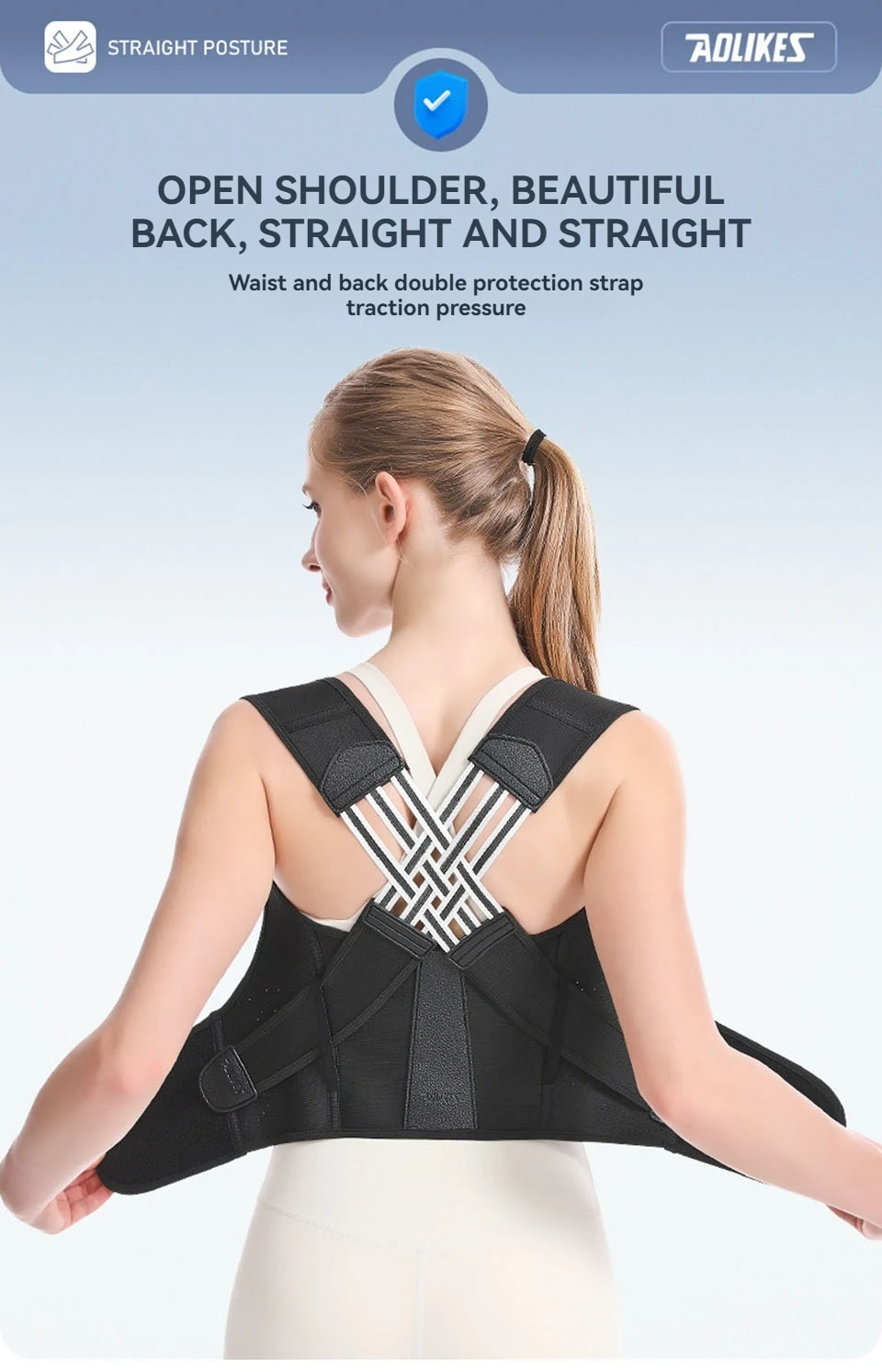 AOLIKES New Back Posture Corrector Brace for Women Men Breathable Back Posture Correction Back Support Belt Adjustable Shoulder