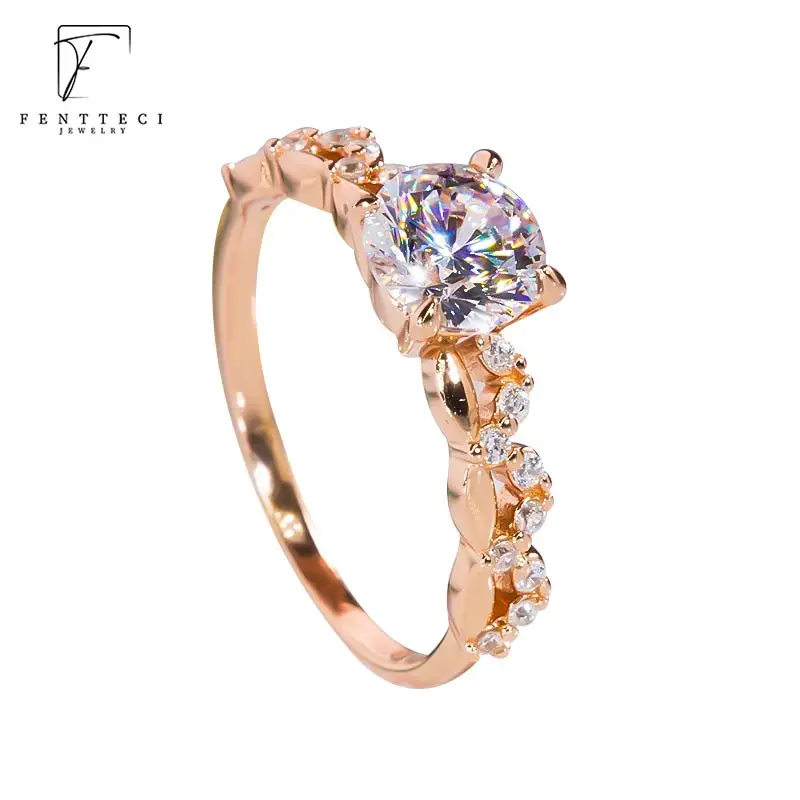 

FENTTECI S925 Sterling Silver Moissanite Ring Twisted Arm Rose Gold Vine Ring Sweet Couple Proposal Gift For Women Wedding Party