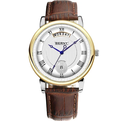 BERNY Men Quartz Watch Miyota VJ55 Top Quality Luxury Brand Day Top Stainless Steel Wristwatch Sapphire Waterproof Watch for Men image 3