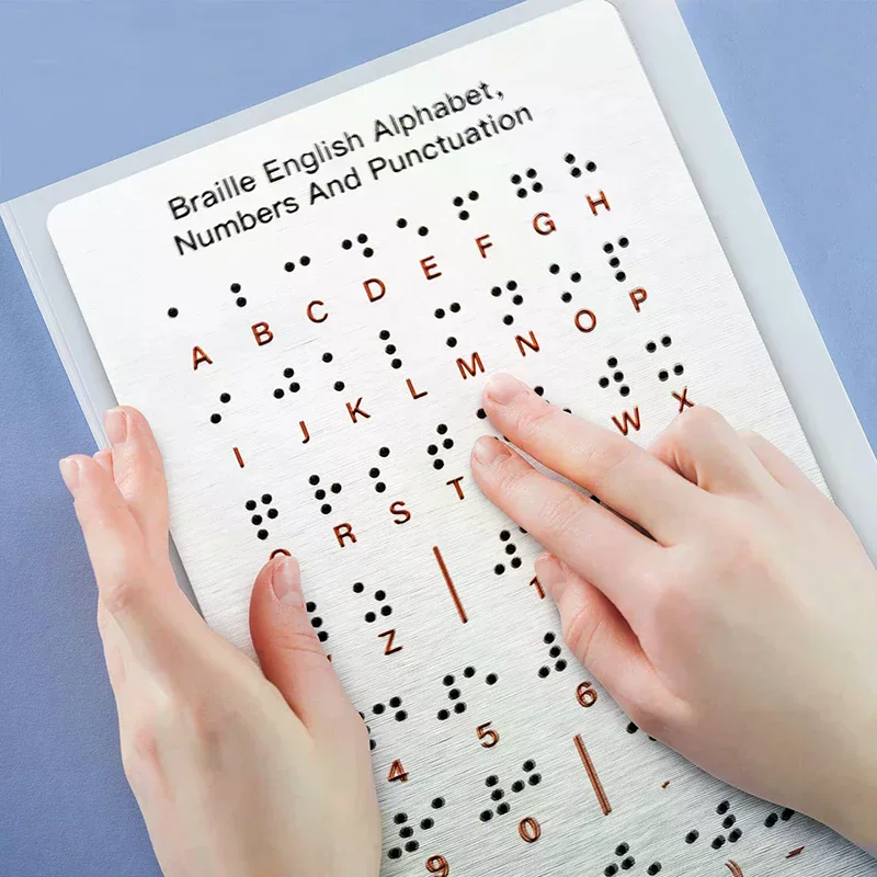 Braille Alphabet and Numbers Learning Tool Durable Metal Tactile Bump Reading Floor Mounted Eco Friendly Lightweight