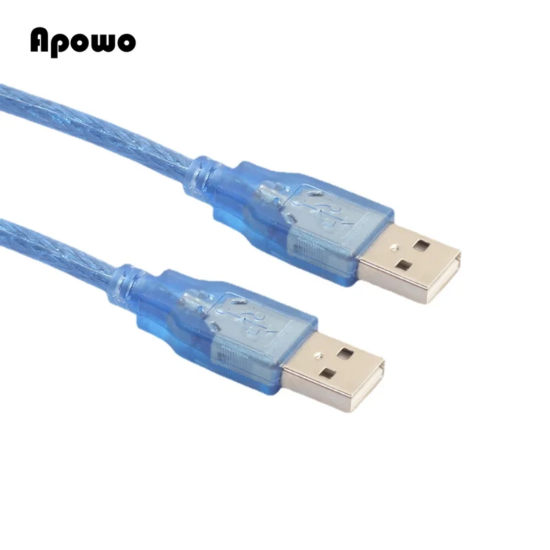 

Copper Core 0.3m Transparent Blue Ribbon Braided Shield USB 2.0 Male To Computer Notebook Data Cable