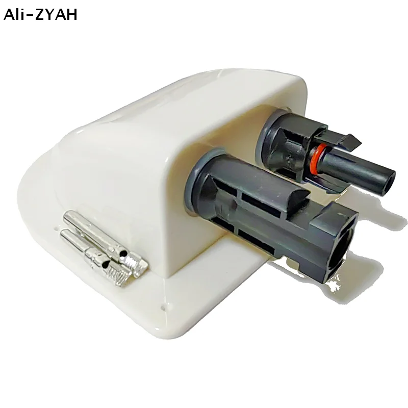 【Z】Solar Panel Double Hole Wire Cable Entry Gland Sealing Box Curved Cable Connector Waterproof For RV Caravan