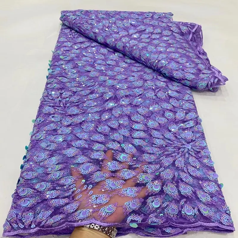 

French Lace Fabric High Quality Sewing Embroidered Lace Tulle Nigerian Lace Fabric 5Yards TS2647
