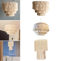 Macrame Lamp Shade Boho Pendant Light Shade Ceiling Light Cover Chandelier Decorative for Dorm Living Room Home Decor