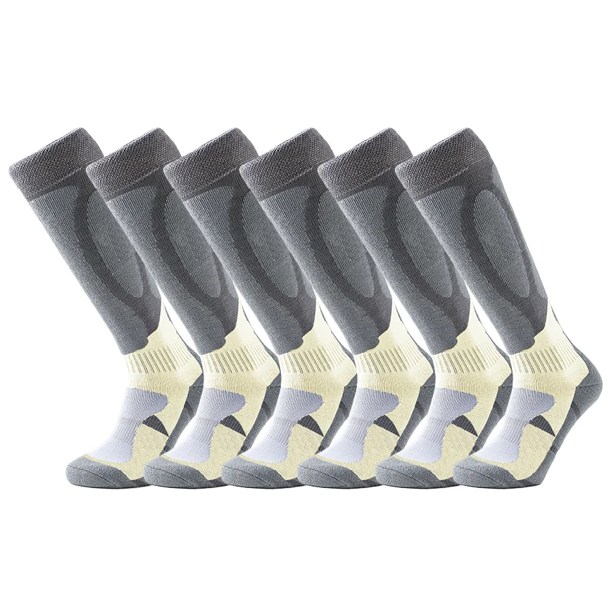 جوارب تزلج مضغوطة للجنسين، قبضة غير قابلة للانزلاق، معزولة حراريًا ومسامية ومضادة للصدمات مع قاعدة منشفة للرياضات الشتوية #4