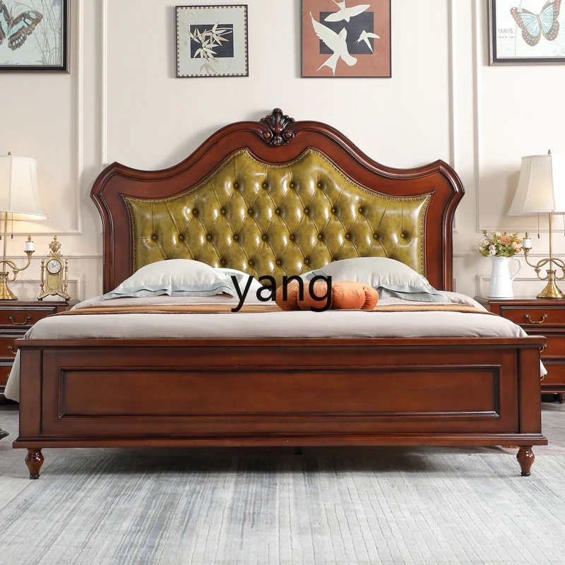 LMM American solid wood bed 1 meter 8 bed double bed air pressure storage leather soft bag