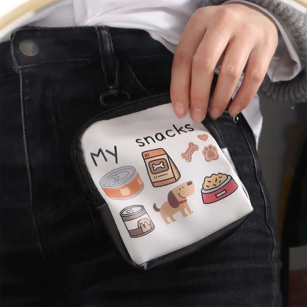 With Hook Dog Treat Bag Zipper Closure Transparent Window Portable Pet Snack Pouch Leak-proof Multi-functional