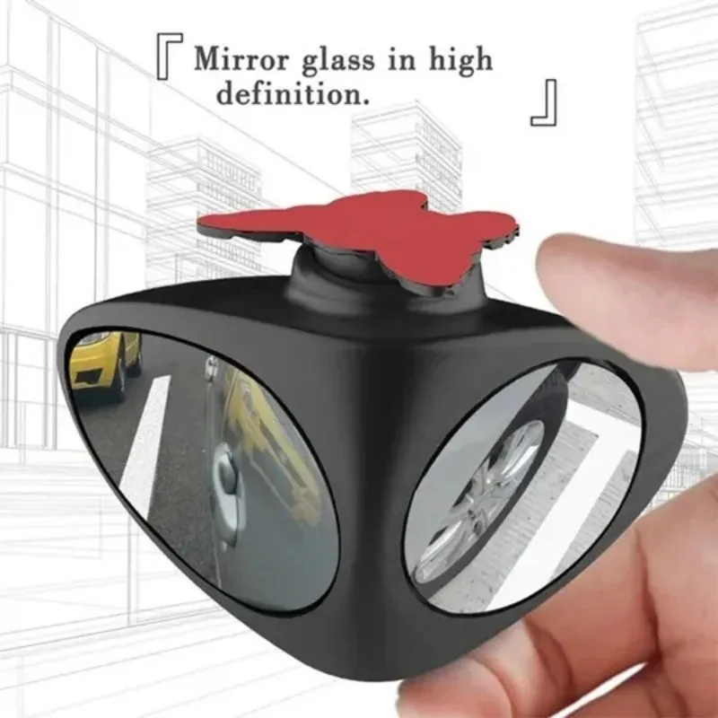 1 Pc Car Blind Spot Mirror Rearview Mirror Convex Mirror 360 Rotation Adjustable Front Wheel Mirror Assisted Rearview Mirror