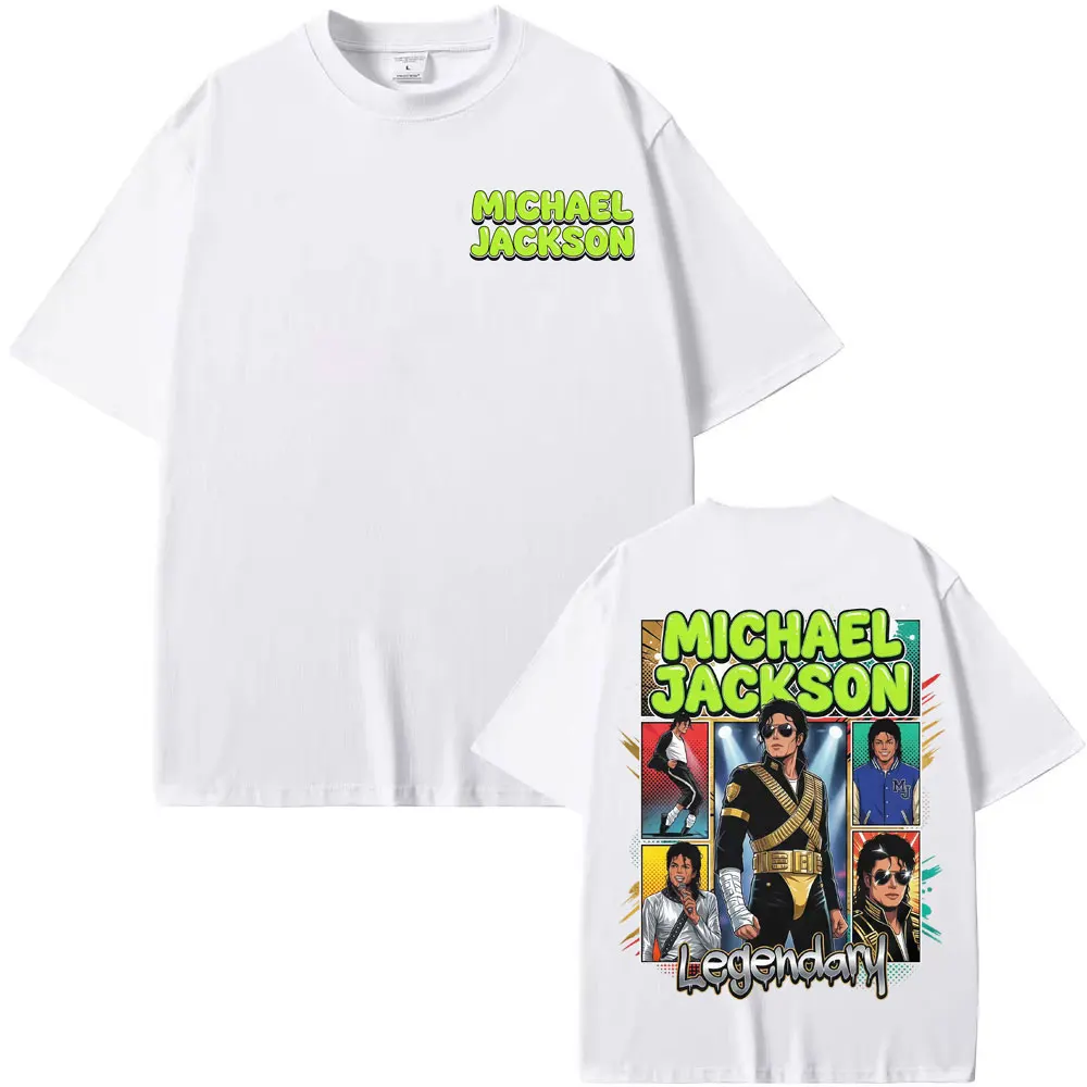 2026 New King of Pop Michael Jackson Legendary T-shirt, Anime Comic Short Sleeve Hip Hop Style Oversized Tee for Kids and Adults
