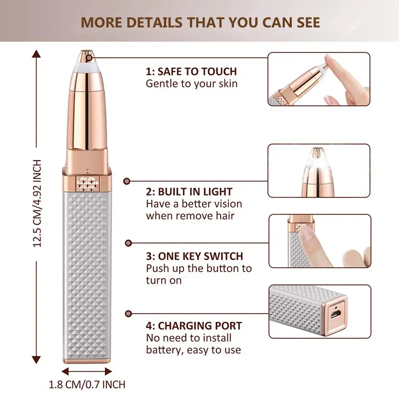 2 In 1 Alat Cukur Wanita Elektrik Epilator USB Pengisi Daya Portabel Penghilang Rambut Bikini Tanpa Rasa Sakit untuk Wanita Tubuh Wajah Pemangkas Alis