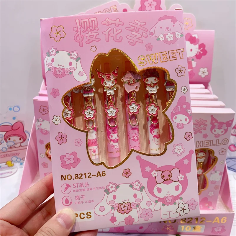 Imagem -02 - Sanrio Melody Kuromi Sakura Gel Pen Kitty Bonito Black Ink Canetas Neutras Escritório e Material Escolar 05 Milímetros 30 Pcs por Lote