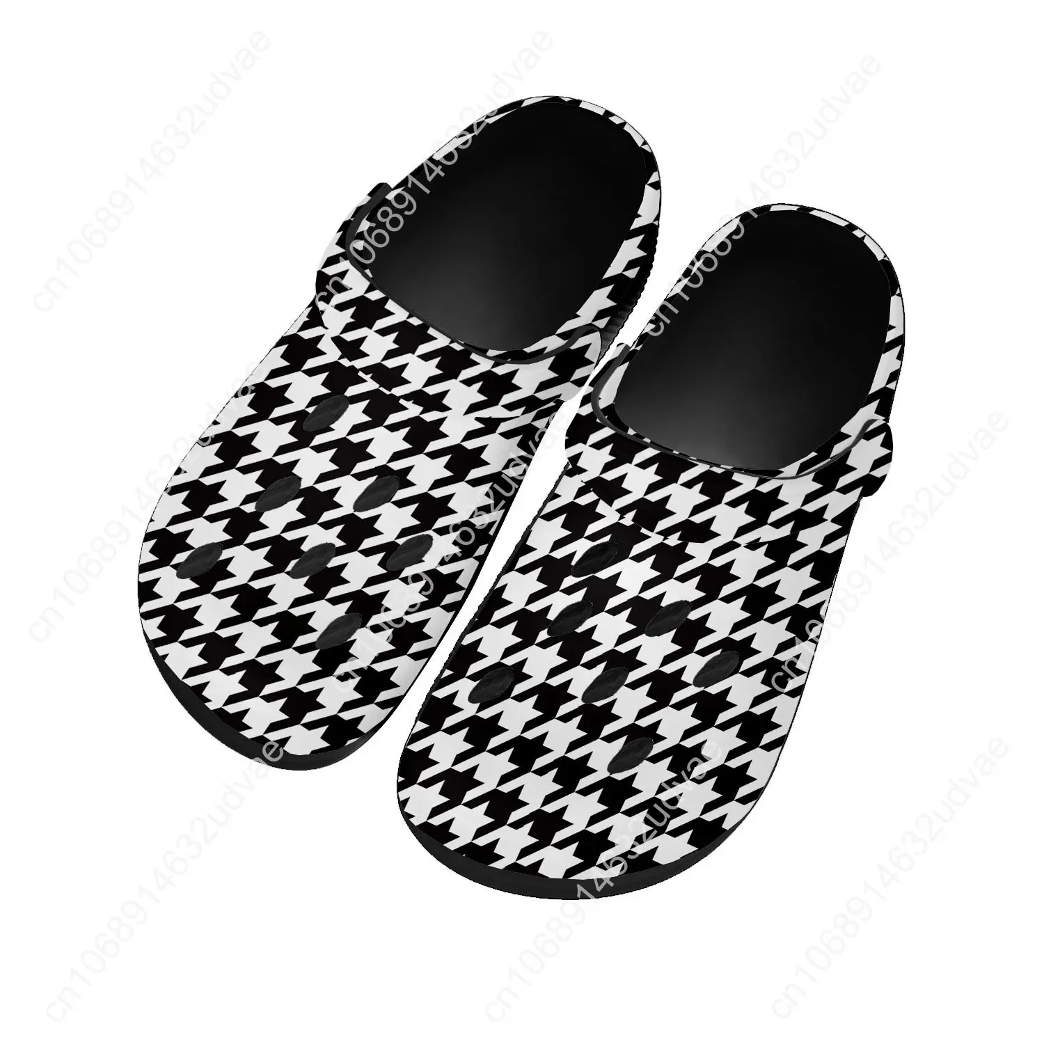 

Houndstooth Pattern Sandals Women Teenager Home Fashion Water Shoe High Quality Garden Breathable Comfort Beach Hole Slippers