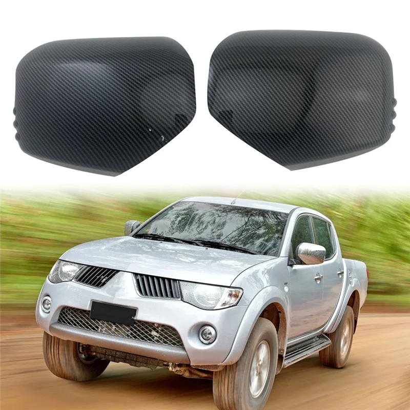 

LGW-uCar Carbon Fiber Rearview Side Glass Mirror Cover Trim Frame Side Mirror Caps for Mitsubishi L200 Triton