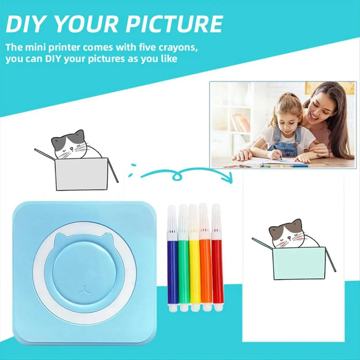 morning Mini Label Printer Thermal Portable Printer Inkless Sticker Paper Wireless Portable Printer