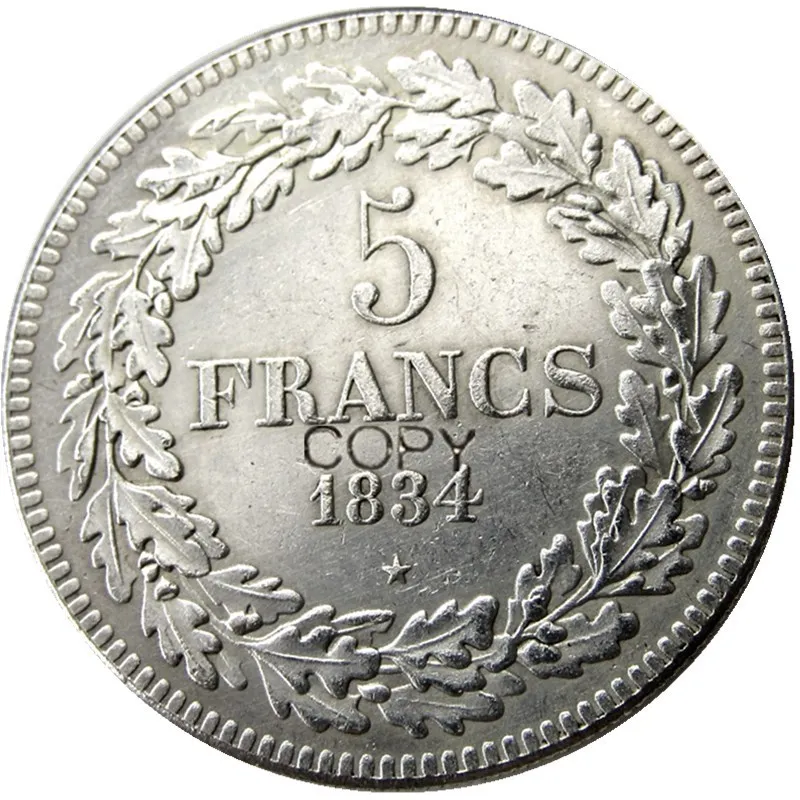 Belgium 1834 leopold Premier Roi Des Belges 5 Francs Copy Coins