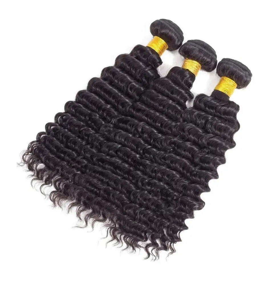 NextFace Deep Curly Brazilian Hair Deep Wave Human Hair Bundles 10A Grade Deep Wave Curly Hair Bundles Thick Hair Weaves Bundles