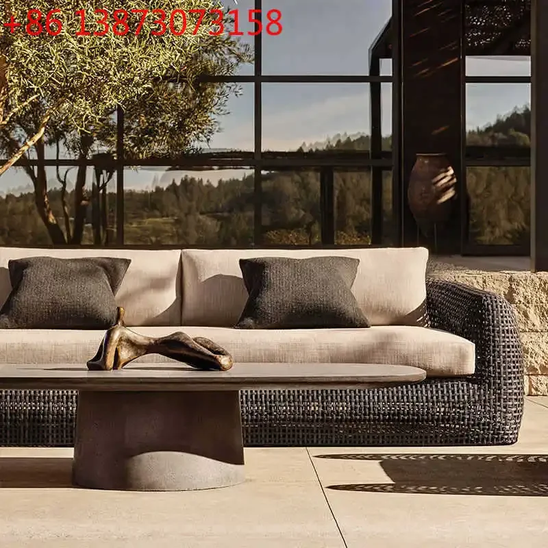 Outdoor leisure rattan sofa villa courtyard waterproof sunscreen garden hotel rattan sofa tea designer several combinations